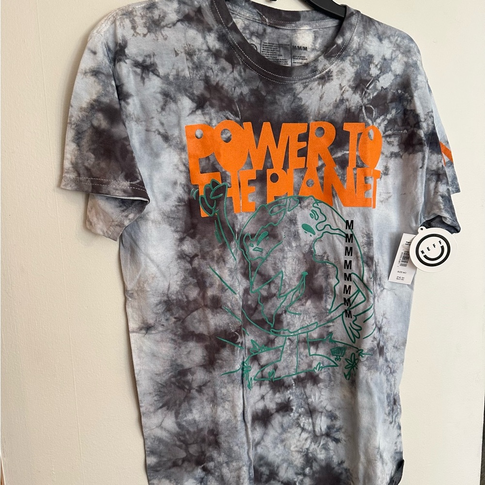 Neff “Power to the Planet” Mens M Gray & Black Graphic T-Shirt Space Dye NEW